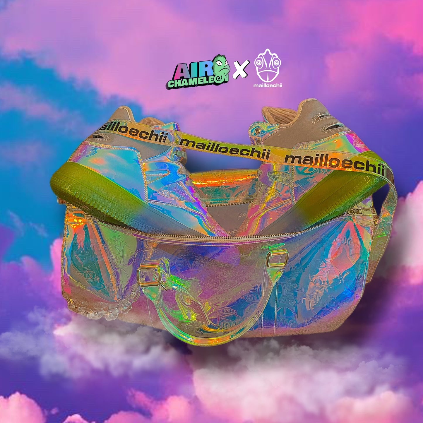 Mailloechii X Air Chameleon Iridescent Holographic Duffel Bag