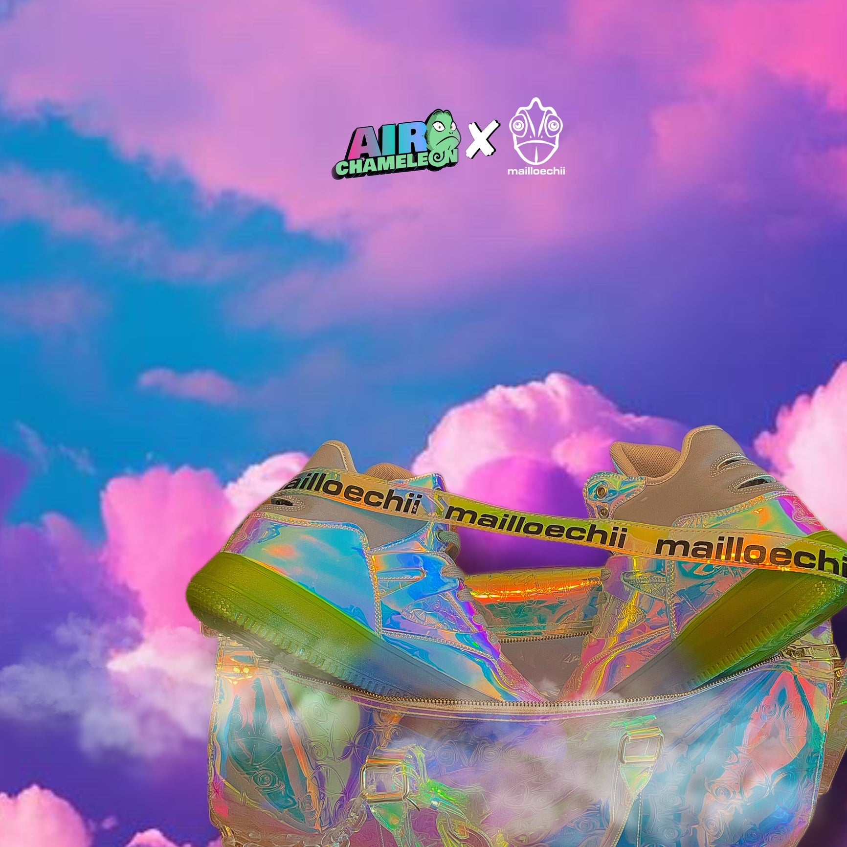 Mailloechii X Air Chameleon Iridescent Holographic Duffel Bag